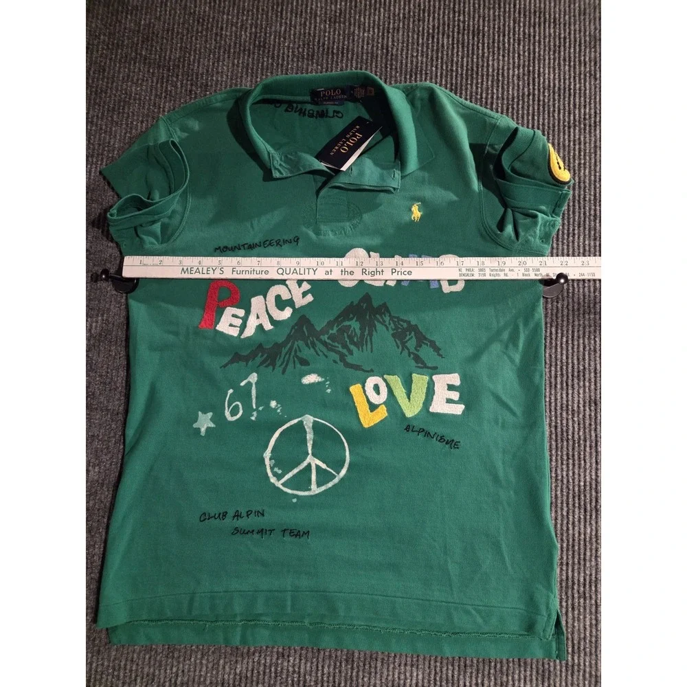 NWT Polo Ralph Lauren Men's M Classic-Fit Peace Climb Love Green Polo Shirt Embr